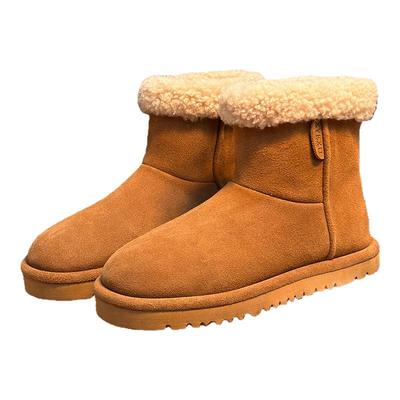 磨砂真皮羊毛厚底雪地靴女棉鞋