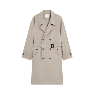 BODYDREAM平驳领双排扣长款风衣外套高级感垫肩大衣/后背活褶扣袢