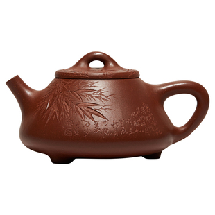 尊壶宜兴刻竹子冶石瓢紫砂壶纯全手工原矿中槽清茶壶家用陶瓷茶具