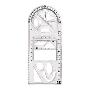 中小学多功能绘图尺子数学函数几何图形尺套装三角直尺抛物线椭圆套尺量角圆规画圆透明模板高中生可旋转万花