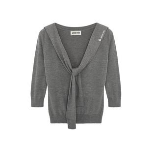 【SHUSHUTONG】蕾虎时尚系带针织上衣秋冬流行简约女装针织衫