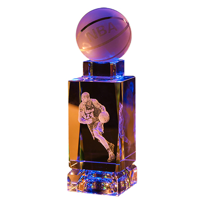 创意发光球星詹姆斯水晶篮球摆件