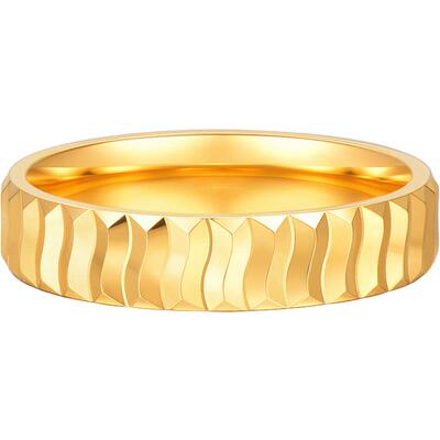 明牌珠宝黄金粼光呆口戒指