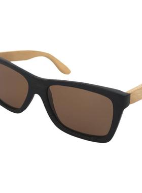 大脸浅色百搭竹制全框方形太阳镜