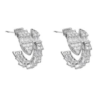 轻奢灵蛇耳饰耳圈微镶锆石爆闪小众气质高级感无耳洞女蚊香盘耳夹