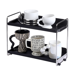 杯架水杯收纳架家用餐桌客厅双层轻奢马克杯纸杯取杯器铁艺置物架
