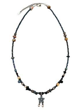 原创新中式纯银天然石串珠项链