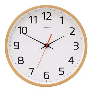 TIMESS实木钟表挂钟客厅家用简约现代石英钟2026新款卧室静音时钟