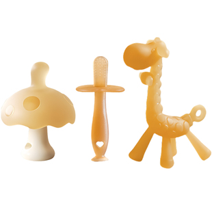 宝宝出牙期磨牙棒小蘑菇牙胶婴儿防吃手小月龄玩具口欲期可啃咬