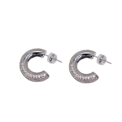 DSTYLE欧美重工银色金属C形耳环
