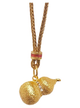 新中式国潮王嘉尔同款拉丝葫芦吊坠编织绳项链女级小众毛衣链