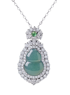 宫里上新天然翡翠纯银葫芦项链