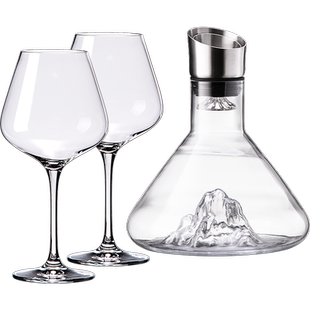 水晶瀑布红酒醒酒器家用高档冰山快速分酒器扎壶瓶玻璃红酒杯套装