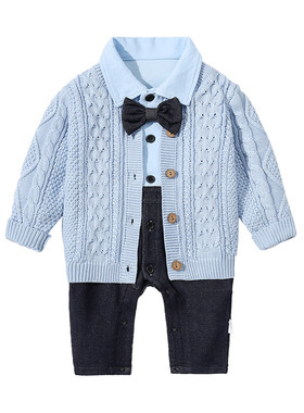 婴儿周岁服套装男宝宝衣服2026新款满月小月龄外出早秋连体衣外套