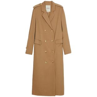 谜底长款风衣女春款时尚气质西装领双排扣宽松外套241ME0136