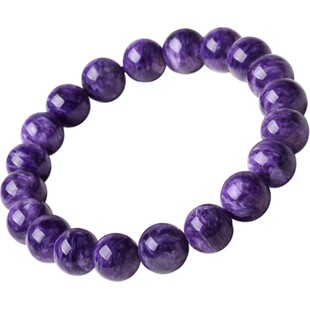 紫龙晶手串女男东海水晶玛瑙玉髓翡翠玉石散珠子九紫离火紫色手链