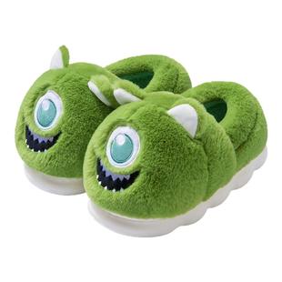 大眼仔棉拖鞋女士冬季可爱室内家居外穿包跟慈溪毛毛绒拖鞋女冬天