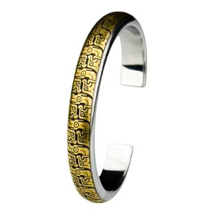 巴赫工作室国家非遗古法铁翦金工艺雕金錾刻24k彭次克高级感手镯