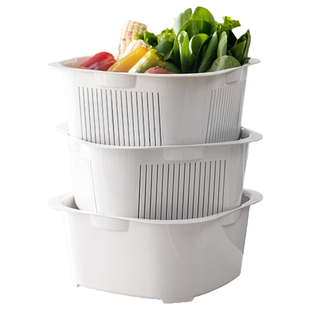 霜山洗菜盆沥水篮家用厨房多层洗水果滤水可叠加菜篮子洗碗机可用