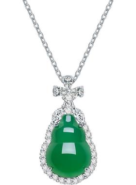 周六福葫芦项链女S925银玉髓链坠轻奢小众送女友本命年礼物