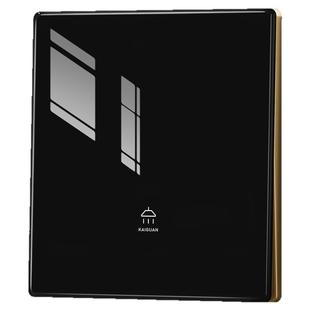 国际电工黑色钢化玻璃开关插座面板家用墙壁镜面二三插带一开五孔