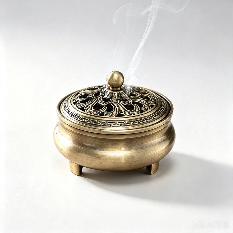 盘香香炉-三足炉合金(直径8cm*高6.8cm*口径7cm)室内装饰品禅摆件
