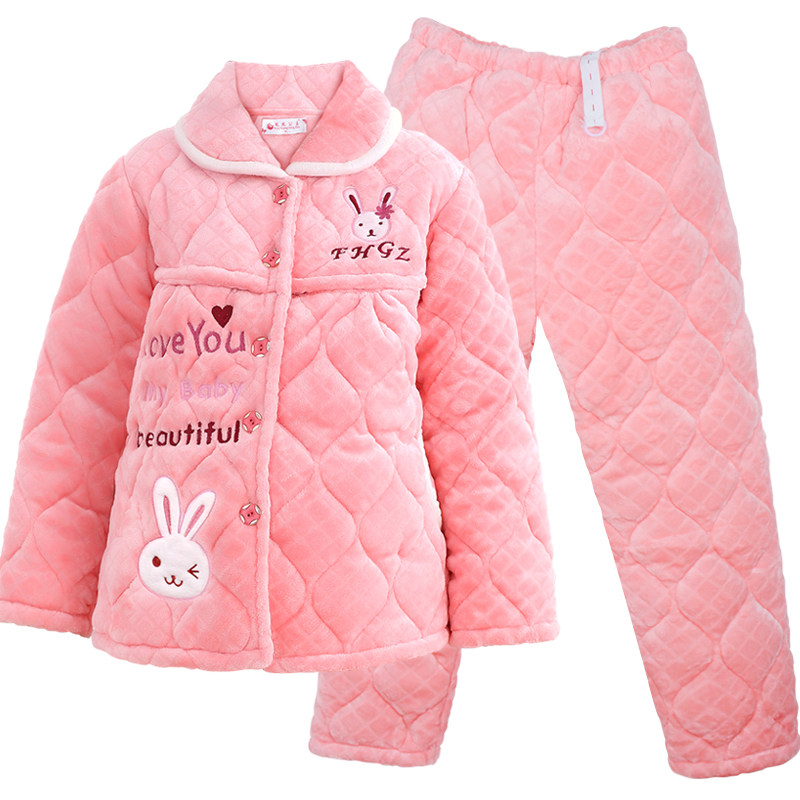 秋冬季夹棉孕妇装加绒加厚月子服