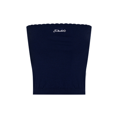 羊毛混纺波浪花边针织抹胸上衣