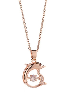 休闲灵动款海豚项链女