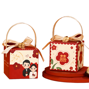 结婚高级感喜糖盒婚礼伴手礼盒回礼手提袋喜糖盒子大号包装盒空盒
