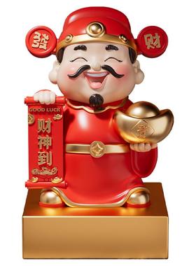 新中式财神爷摆件客厅玄关电视柜装饰办公室店铺招财乔迁开业礼物