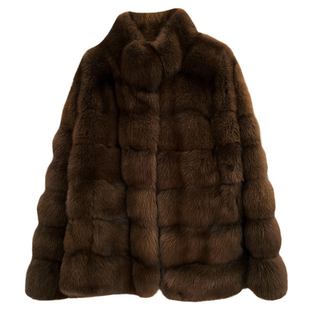 名媛轻熟风俄罗斯紫貂满天星水貂皮草外套女气质立领环保貂皮大衣