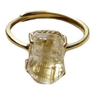 招财貔貅戒指 金发晶钛晶貔貅转运天然水晶髪晶戒指女指环饰品