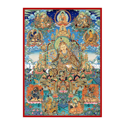 莲花生大士莲师八变唐卡装饰挂画