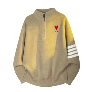 1折区丨奥特莱斯丨AMIns秋冬半拉链情侣款卫衣男女刺绣慵懒风毛衣