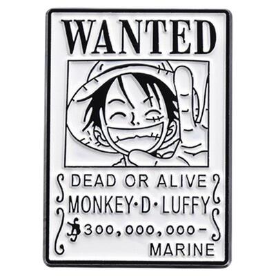 影视游戏动漫周边徽章胸针航海王路飞wanted黑白卡通吧唧男生饰品