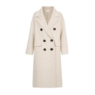 sdeer圣迪奥冬装女装双排扣直筒绵羊毛毛呢外套大衣S22482509