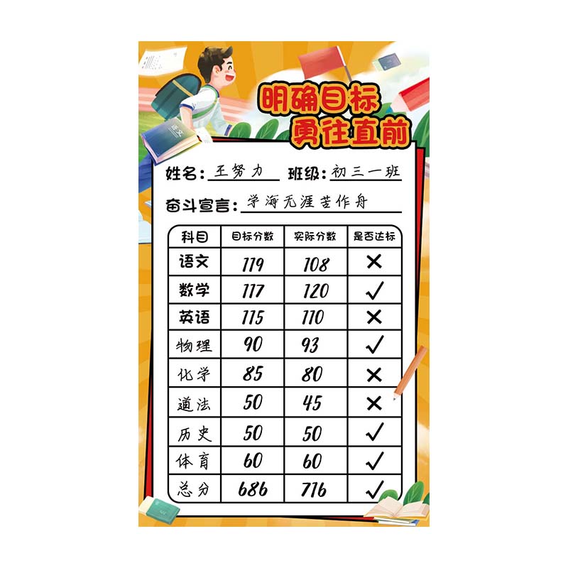 学习目标可书写自带背胶揭开即贴