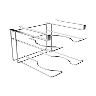 橱柜下悬挂锅盖置物架免打孔304不锈钢砧板放置架吊柜分层下挂架