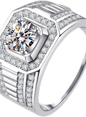 莫桑石男戒霸气时尚微镶男戒