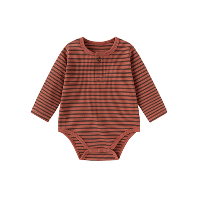 babylove婴儿包屁衣春秋莫代尔棉宝宝三角哈衣爬服弹力条纹打底衣