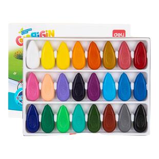 得力水滴蜡笔儿童安全环保油画棒可水洗幼儿园宝宝儿童不脏手12色24色油画棒涂鸦画笔涂色笔婴儿绘画2岁画笔