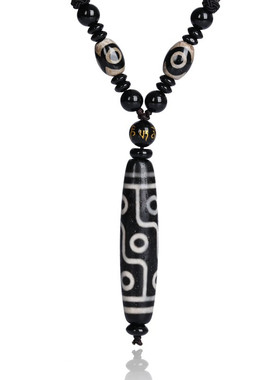 石玥珠宝玉髓玛瑙九眼天珠挂坠