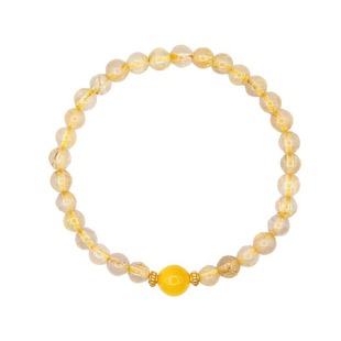 【杭州灵隐正品】纯天然金发晶手串黄水晶蜜蜡招财求财手链转运珠