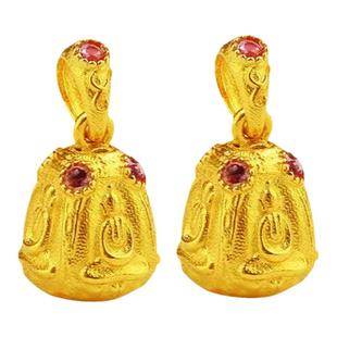 金佛爷18K金红石头镶嵌宝宝无相观音福吊坠挂坠diy手工项链坠配件