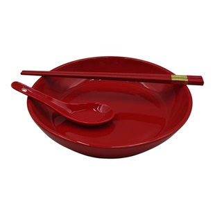 大红色陶瓷餐具套装碗盘筷子家用喜庆结婚迁新居红盘十五岁出花园