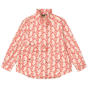 FILA Emerald斐乐女士梭织外套2023冬季休闲基础满印收腰上衣