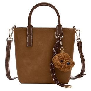 热风女士包包2025年冬季新款图案压印手提斜挎包方形大容量手提包