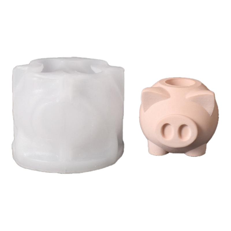 小猪蜡烛台硅胶模具diy大鼻子可