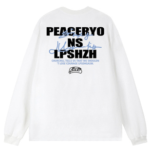 美式高街字母印花秋季270g重磅长袖T恤男ins潮牌设计感宽松打底衫